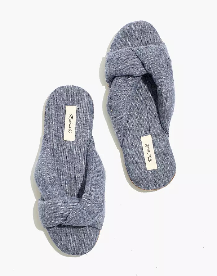Chambray Crisscross Scuff Slippers Slippers For Home